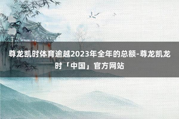 尊龙凯时体育逾越2023年全年的总额-尊龙凯龙时「中国」官方网站