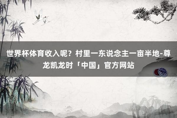 世界杯体育收入呢？村里一东说念主一亩半地-尊龙凯龙时「中国」官方网站