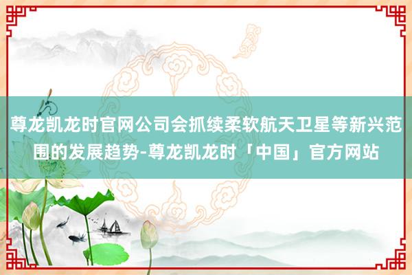尊龙凯龙时官网公司会抓续柔软航天卫星等新兴范围的发展趋势-尊龙凯龙时「中国」官方网站